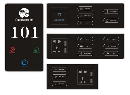 Touch Screen Hotel Doorplate Switch with 5 Years Warranty 258*86*7mm Size and Crystal Tempered Glass Panel