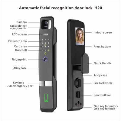 Qleung S924 Max Multi-Language 3D Face Tuya APP Lock Password Key Code Biometric Fingerprint Smart Lock for Aluminum/Wood Cloud