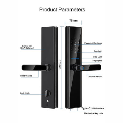 Black Smart Bluetooth Door Lock Remote Elektronik Kunci Pintu Untuk Rumah