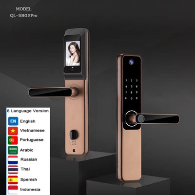 Smart Life Kunci Pintu Sidik Jari Merah Perunggu Tuya Video Smart Lock