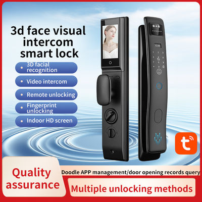 Kunci Pintu Elektronik Dengan 3D Face ID Video Panggilan Sidik Jari Kartu Kunci Kode Tuya APP