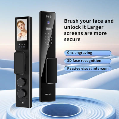 Tuya Wifi Smart Door Lock dengan 3D Face Video Intercom RFID Inteligente Card Key Fingerprint Camera untuk Pintu Aluminium atau Kayu