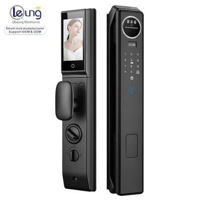 Qleung S959MAX Wajah Biometrik Video Panggilan Sidik Tangan Pengakuan Kartu Kunci Tuya Aplikasi Kunci Pintu Cerdas Otomatis