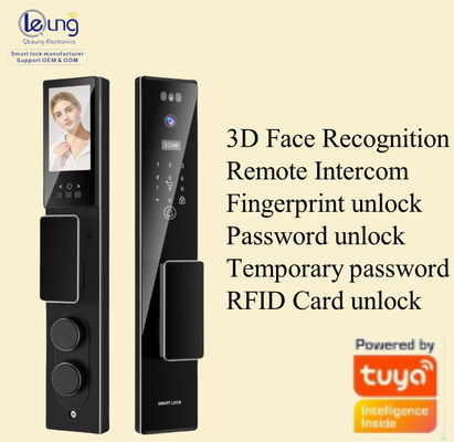 Qleung S555Max Face ID Video Intercom Pengakuan sidik jari Kartu Kunci Kode Tuya App Remote Control Smart Door Lock