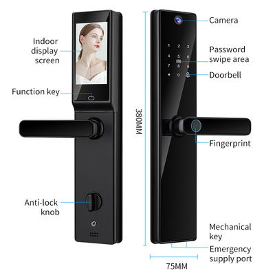 Qleung Tuya Wifi Remote Control HD Kamera Video Intercom Fingerprint Card Code Key S819-2Max Smart Home Door Lock