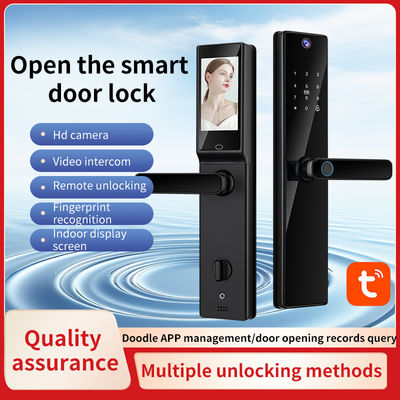 Video Calling Otomatis Tuya Wifi App Pengakuan Sidik Jari Kode Kartu Kunci S819-2MAX Smart Door Lock untuk Rumah Apartemen Hotel