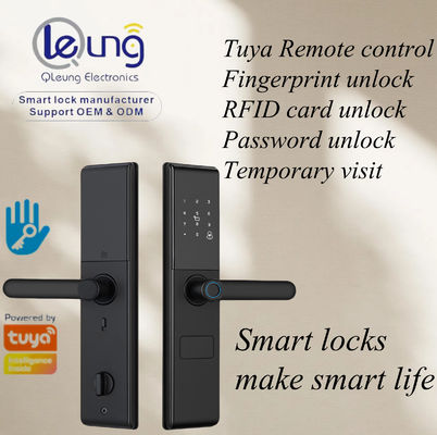 Qleung S829 Tuya Wifi remote control sidik jari kartu kode keamanan tanpa kunci kunci pintu rumah pintar kunci untuk rumah hotel