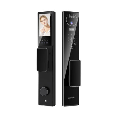 Aluminium Alloy Smart Home Door Lock Teknologi CNC Tuya App Video Intercom Face Recognition Palm Print Kunci Otomatis
